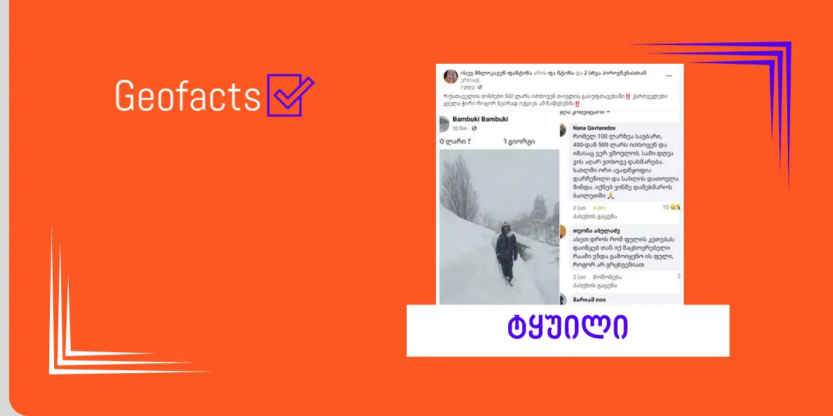 დეზინფორმაცია: საპროტესტო აქციის მონაწილეები  გადათოვლაში 500 ლარს იღებენ