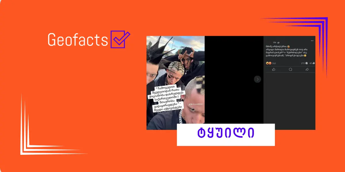 სოციალურ ქსელში ვრცელდება ფოტო, თითქოს მასზე გამოსახული ადამიანები „ქართული ოცნების“ საწინააღმდეგოდ ჩამოსული შვედი აქტივისტები არიან