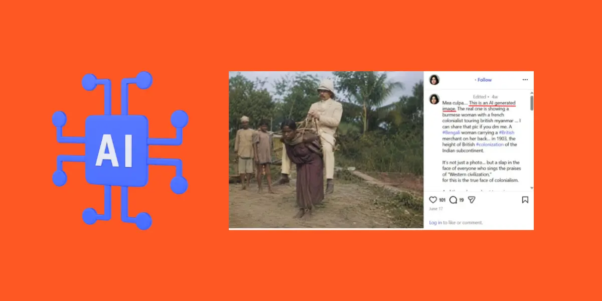 Фотография, на которой «бенгальская женщина тащит на спине британского торговца», создана искусственным интеллектом