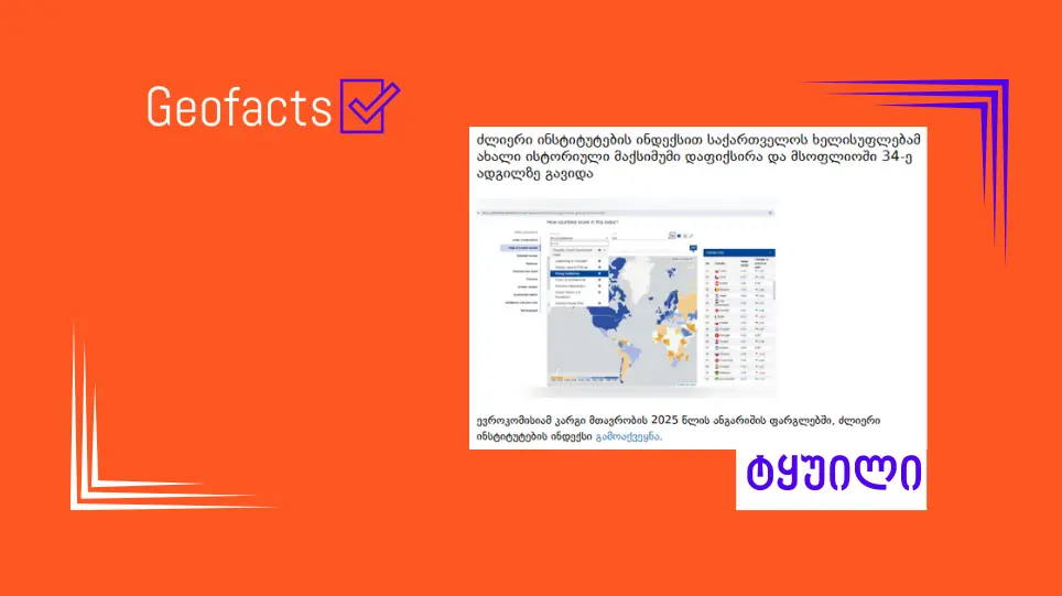 ტელეკომპანია „იმედისა“ და „ქართული ოცნების“ მიერ საერთაშორისო ინდექსის შესახებ შეცდომაში შემყვანი ინფორმაცია ვრცელდება